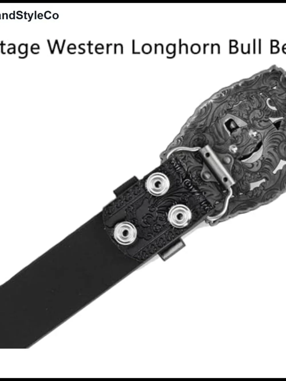 Western Cowboy PU Leather Belt Floral Embossed Bull Buckle Adjustable